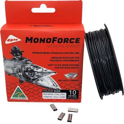 1.8mm MONOFORCE MONOFILAMENT BLACK 10m SPOOL w 4 CRIMPS