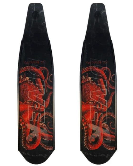 DiveR Freediving Fin Blades - Wild Red Octopus (Composite)
